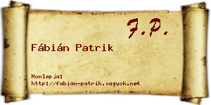 Fábián Patrik névjegykártya